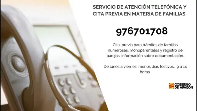 Aragón estrena un servicio de cita previa por teléfono para las familias