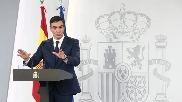 Pedro Sánchez en su comparecencia este martes tras el Consejo de Ministros.