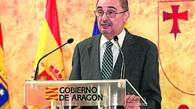 Javier Lambán durante el acto por el Día de Aragón celebrado en Teruel.