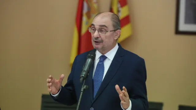El presidente de Aragón, Javier Lambán, este martes en Tamarite de Litera.