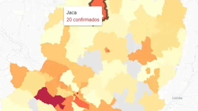 La zona de Jaca vuelve a marcar el dato más alto de la provincia.