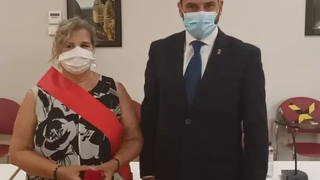 María José Grande y Fernando Torres, en el pleno municipal de este martes