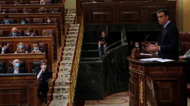 Bancada del Gobierno durante una intervención de Sánchez en el Congreso de los Diputados.
