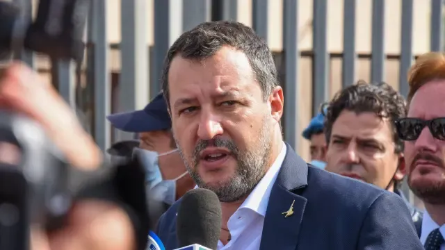 El anterior ministro de Interior italiano, Salvini, a su llegada este sábado a los juzgados de Palermo