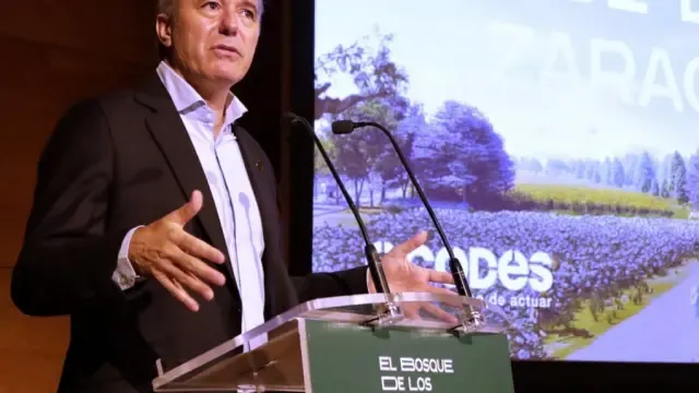 Jorge Azcón, durante este mes de octubre, en la presentación de la sede electrónica el Bosque de los Zaragozanos.