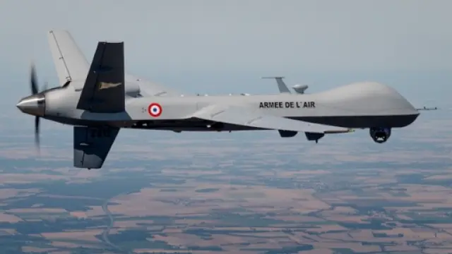 El dron MQ-9 durante su vuelo experimental entre Francia y España.