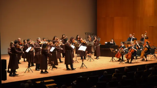La Orquesta de Cámara de Huesca, en el concierto de las Navidades de 2019-2020.