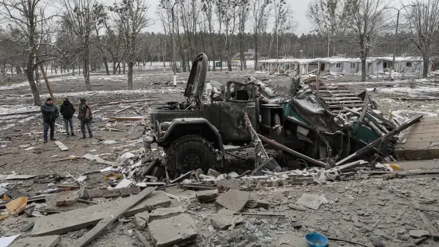 Daños causados por loa ataques aéreos de Rusia a Ucrania.