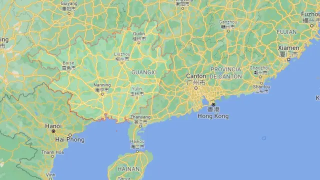 Mapa de la región de Guangxi, al sur de China, donde ha tenido lugar el accidente.