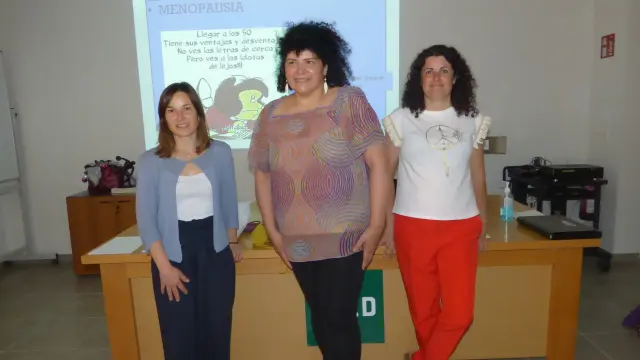 Pilar Sánchez, Anadel Bosque e Izarbe Galindo en Sabiñánigo.