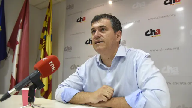 Joaquín Palacín, presidente de CHA, este martes en rueda de prensa.