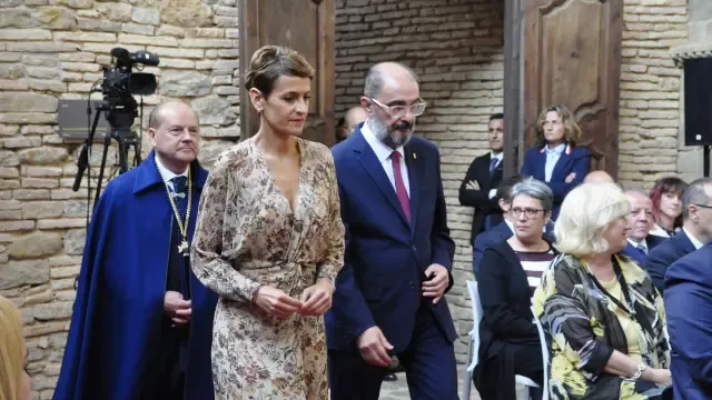 Javier Lambán y María Chivite, presidentes de Aragón y Navarra, han presidido el acto celebrado en el Monasterio de San Juan de la Peña.