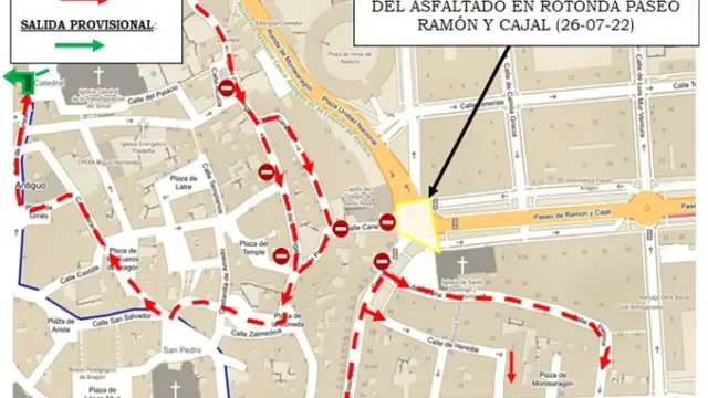 Itinerario alternativo a causa de los trabajos en Ramón y Cajal.