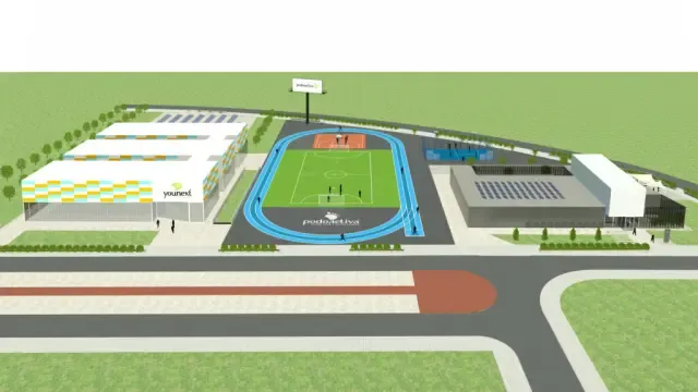 Recreación virtual del complejo deportivo que proyecta Podoactiva para sus instalaciones en Walqa.