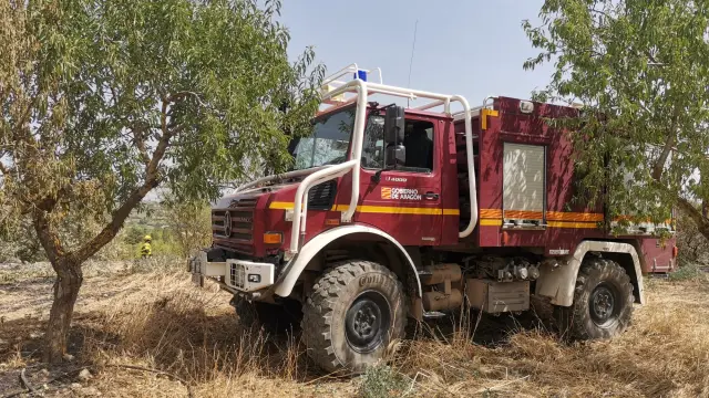 Camión de bomberos desplazado al lugar del incendio.