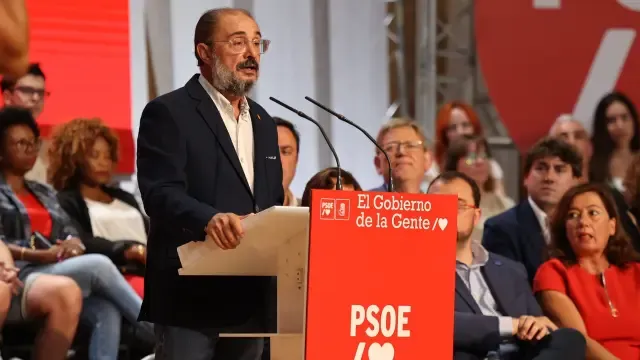 Javier Lambán durante su participación en el Consejo Político Federal del partido en Zaragoza.