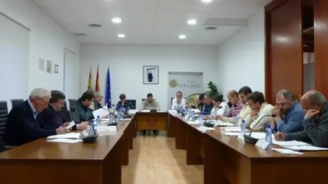 Imagen de una reunión del Consejo Comarcal de Sobrarbe.