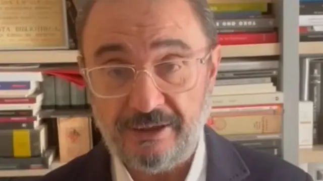 El presidente aragonés, Javier Lambán, en el vídeo de apoyo a Aínsa.