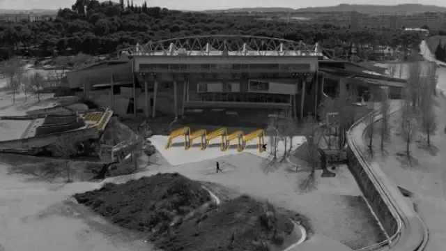 Imagen del proyecto del Palacio de los Deportes de Huesca.