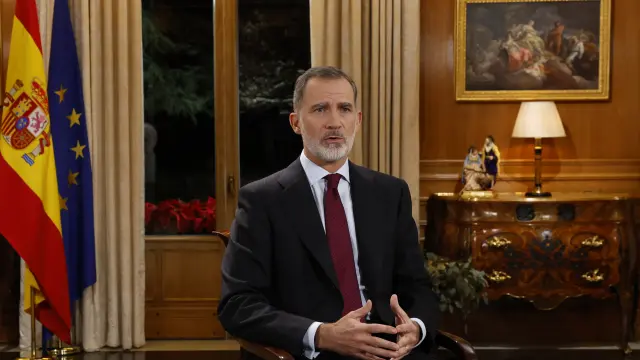 El rey Felipe VI pronuncia su tradicional discurso de Nochebuena, a 24 de diciembre de 2022.