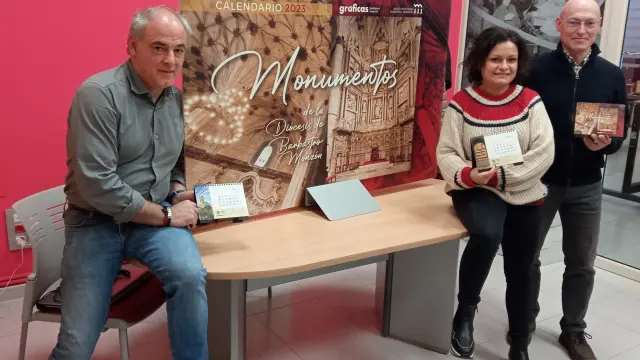 Javier Franco, Aída Rodríguez y Miguel Hecho, de Gráficas Barbastro-Monzón.