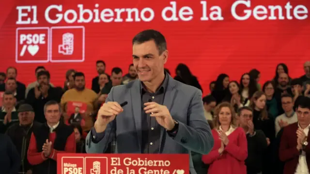 Pedro Sánchez durante su intervención en el acto del PSOE.