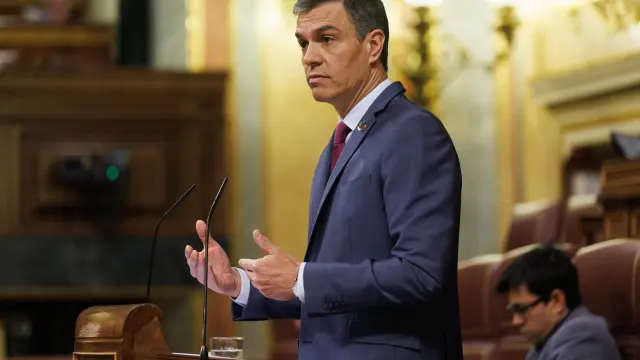 Pedro Sánchez durante su comparecencia en el Pleno del Congreso de los Diputados.