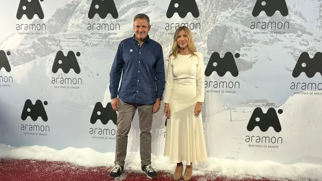 Antonio Gericó y Mar Vaquero este jueves en Madrid, durante la presentación de la campaña de Aramón.