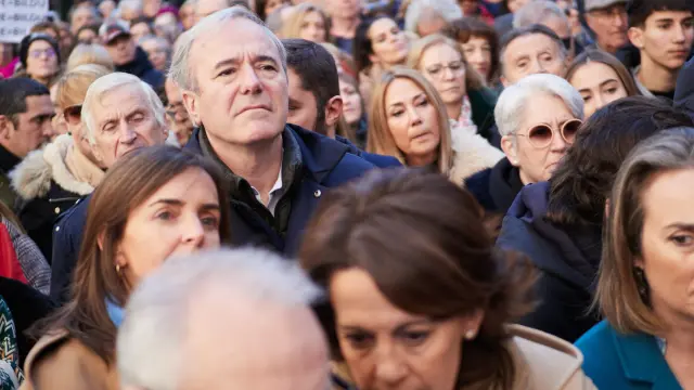 Jorge Azcón durante la manifestación en Pamplona