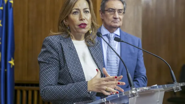 Natalia Chueca y Julio Calvo, ante los medios de comunicación