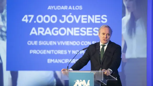 El presidente de Aragón, Jorge Azcón presenta el plan de vivienda que el Gobierno de Aragón pondrá en marcha entre 2024 y 2030