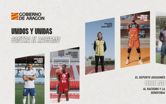 Cartel de la campaña contra el racismo y la xenofobia en el deporte aragonés