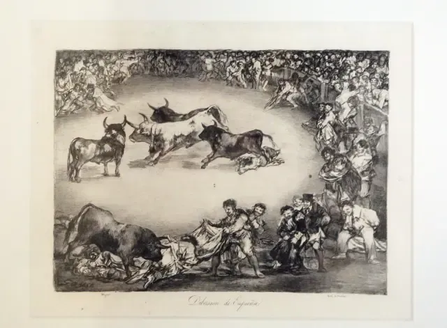 Uno de los grabados de Goya sobre la tauromaquia