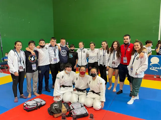 Representación cadete del Judo Huesca en la Copa de España del pasado fin de semana.