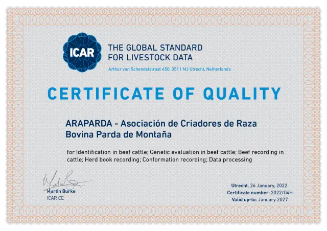 Certificado obtenido por Araparda.
