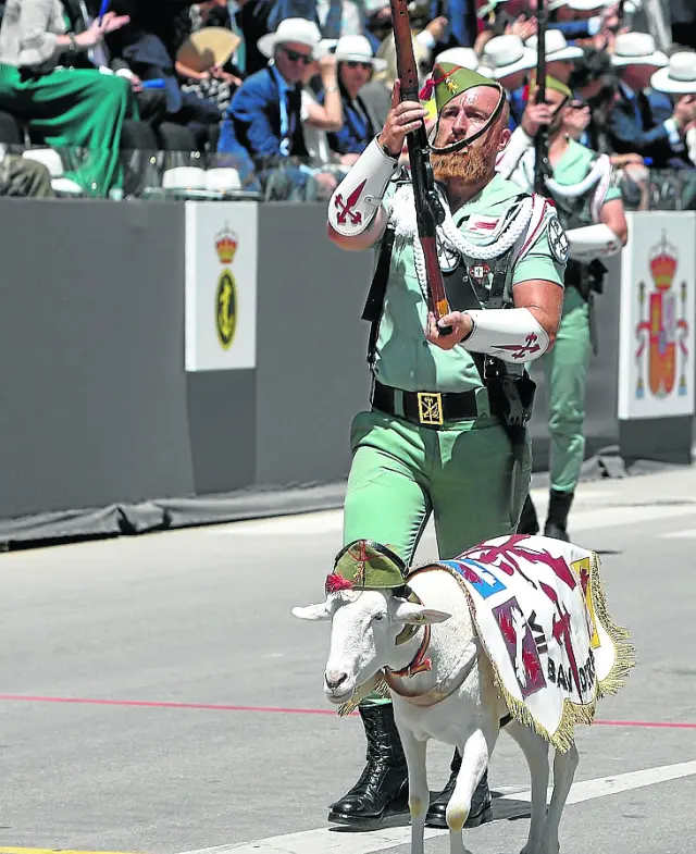 “Quillo”, la mascota de la Legión, causó gran expectación entre todo el publico asistente al desfile.