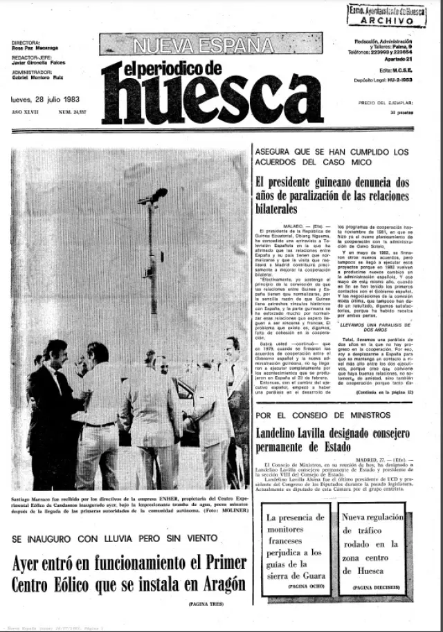 Noticia recogida en La Nueva España el 28 de julio de 1983.