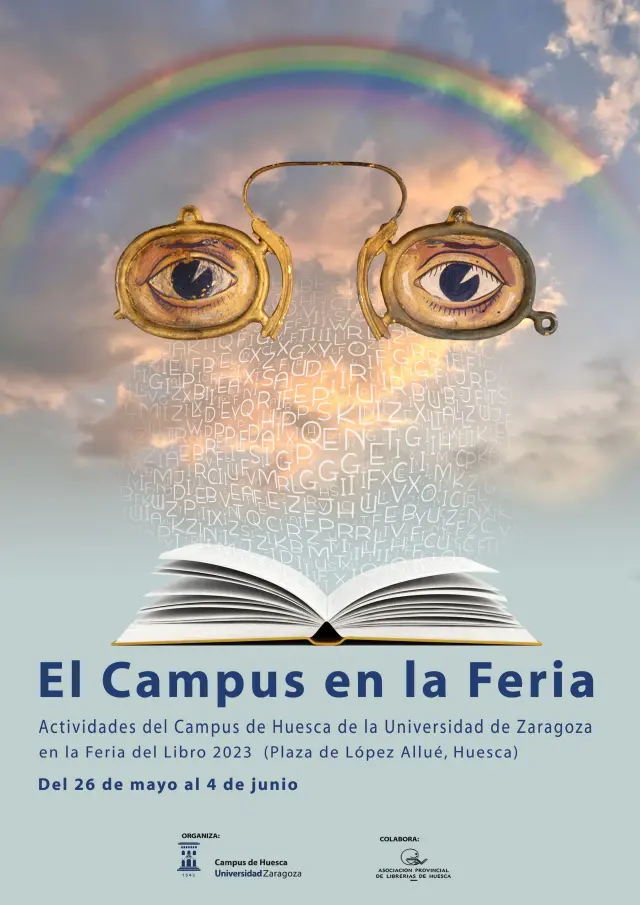 Cartel de las actividades realizadas desde Unizar en la Feria del Libro de Huesca.