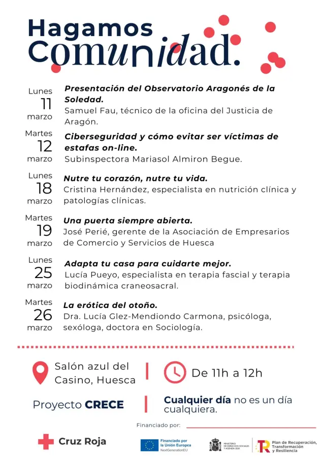 Cartel conferencias Cruz Roja Huesca