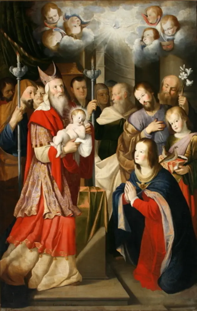 La Presentación de Jesús en el Templo, Mateo Gilarte, óleo sobre lienzo, 1651, NIG 00075, (nº inv. MNP005167)