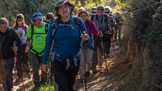 El grupo Rutas por la provincia de Peña Guara, durante su caminata del fin de semana pasado.