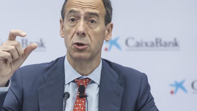 El consejero delegado de CaixaBank, Gonzalo Gortázar, en la presentación de los resultados del primer trimestre de 2022.