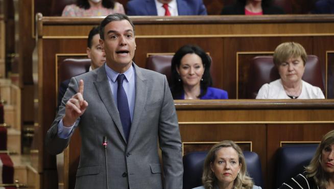 Pedro Sánchez interviene en la sesión de control al gobierno en el Congreso de este lunes.