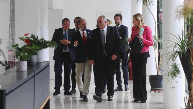 Lambán durante su visita a las instalaciones del CEEI Aragón en Huesca.