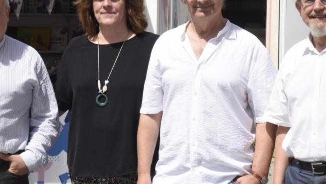 Chusé Inazio Nabarro, Ana Giménez, José Damián Dieste y Francho Nagore, en la Feria del Libro.