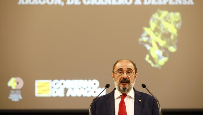 El presidente aragonés, Javier Lambán, en un acto celebrado este miércoles.