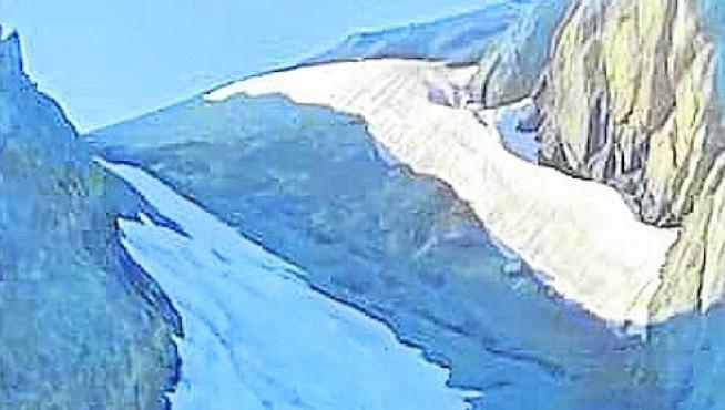 Estado actual de la Escupidera de Monte Perdido, sin nieve en uno de sus tramos.