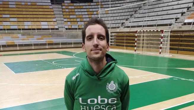Guille Colom, este jueves tras el entrenamiento del Lobe Huesca.