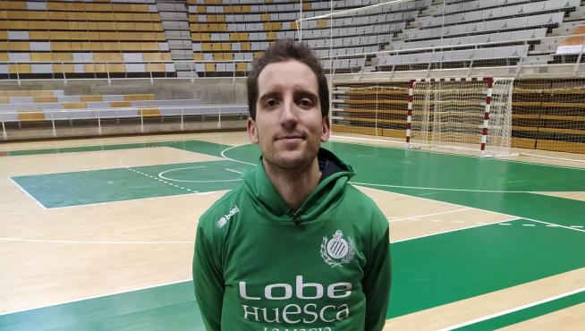 Guille Colom, este jueves tras el entrenamiento del Lobe Huesca.