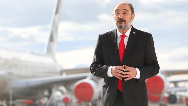 El Presidente de Aragón, Javier Lambán, ha felicitado el Año Nuevo a los aragoneses desde el Aeropuerto de Teruel.